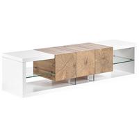 TV-MÖBEL Weiß, Hellbraun FULERTON 42/160/40 cm - Weiß, Holzwerkstoff (160/40/42cm) - Beliani