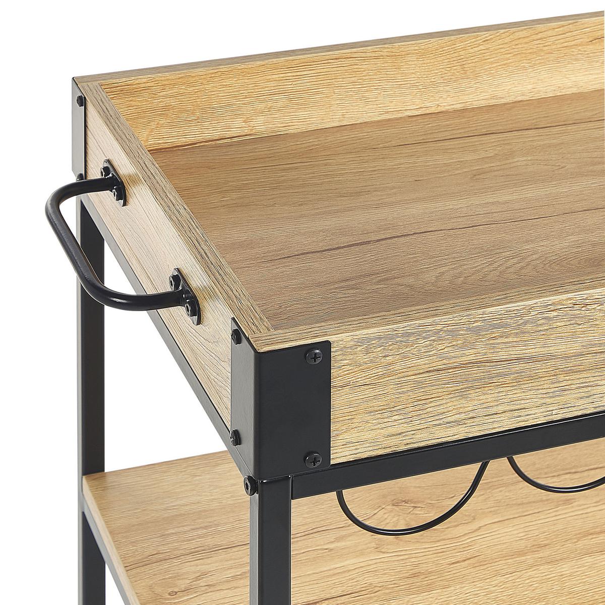 SERVIERWAGEN Metall Hellbraun Hullet - Schwarz/Braun, Holzwerkstoff/Metall (62/89/37cm) - Beliani