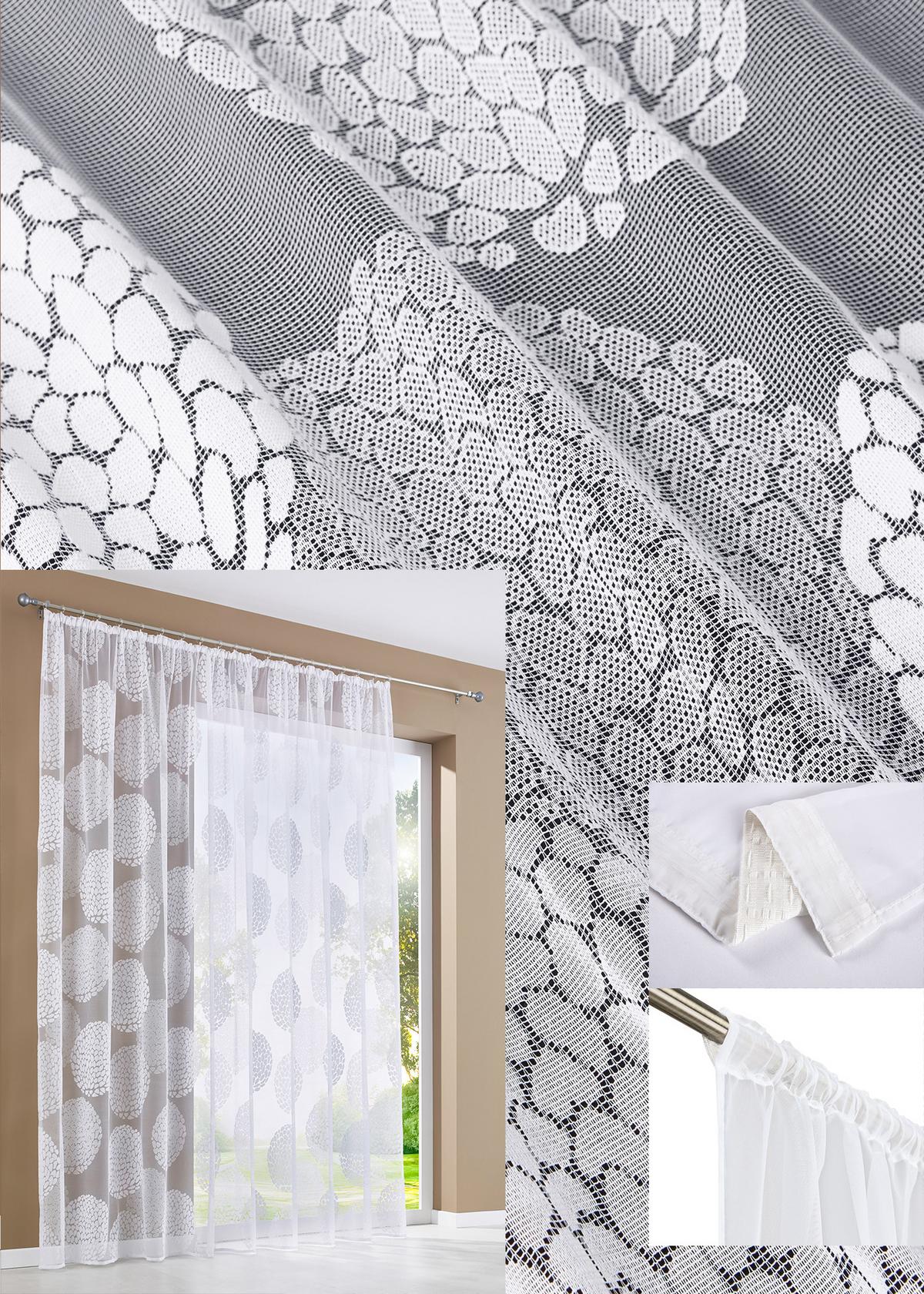 SCHLAUFENGARDINE KREISMUSTER HxB 245x300 cm - Weiß, Textil (300/245cm) - Gardinenbox