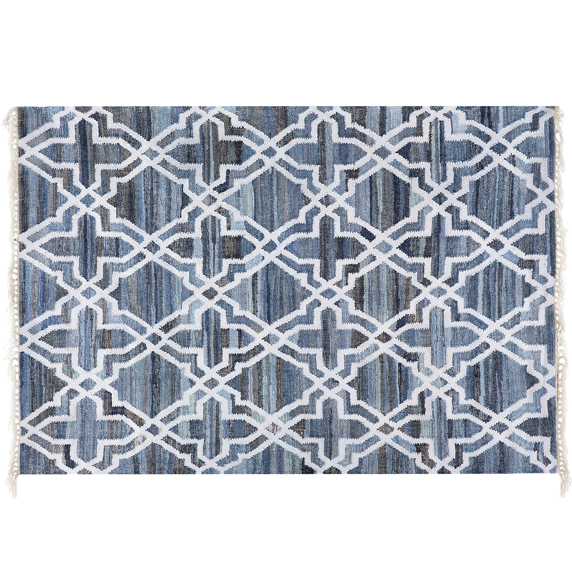 TEPPICH geflochten Adiyaman 200/140 cm - Blau, Textil (140/200cm) - Beliani