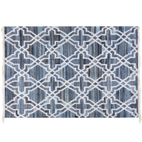 TEPPICH geflochten Adiyaman 200/140 cm - Blau, Textil (140/200cm) - Beliani