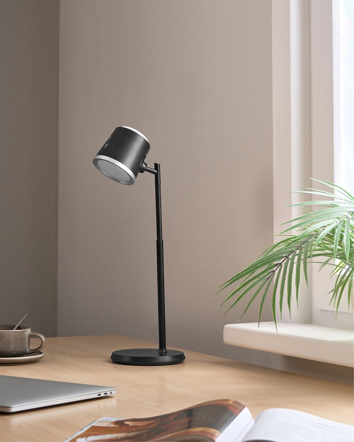 KABELLOSE LED Tischlampe mit Dimmer Schwarz Libra - Schwarz, Kunststoff (14/14/26cm) - Beliani