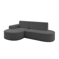 ECKSOFA mit Schlaffunktion und Bettkasten Ottomane Links MARI-L1-S - 283x167x73 cm Grau Bouclé - Schwarz/Grau, Holzwerkstoff/Kunststoff (283/167cm) - ALTDECOR