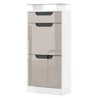 SCHUHSCHRANK Fiesta Sandgrau Hochglanz / Schwarz Hochglanz - Sandfarben, Holzwerkstoff (46/104/23cm) - Vladon
