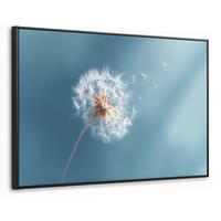 LEINWAND Bilder mit Rahmen - Löwenzahn - Wind - Blau - 90x60 - Blaugrau, Textil (90/60cm) - MuchoWow