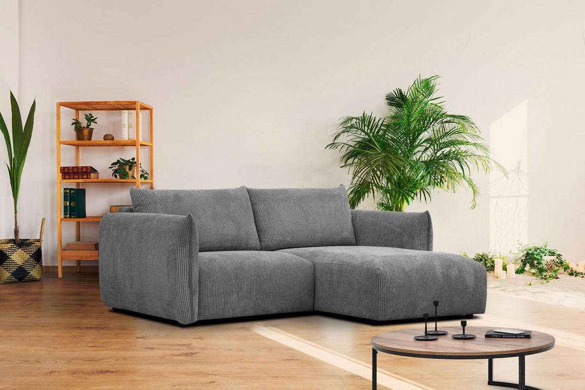 ECKSOFA TAUER 3-Sitzer, dunkelgrau - Dunkelgrau/Schwarz, Holzwerkstoff/Kunststoff (206/173cm) - Wozimo