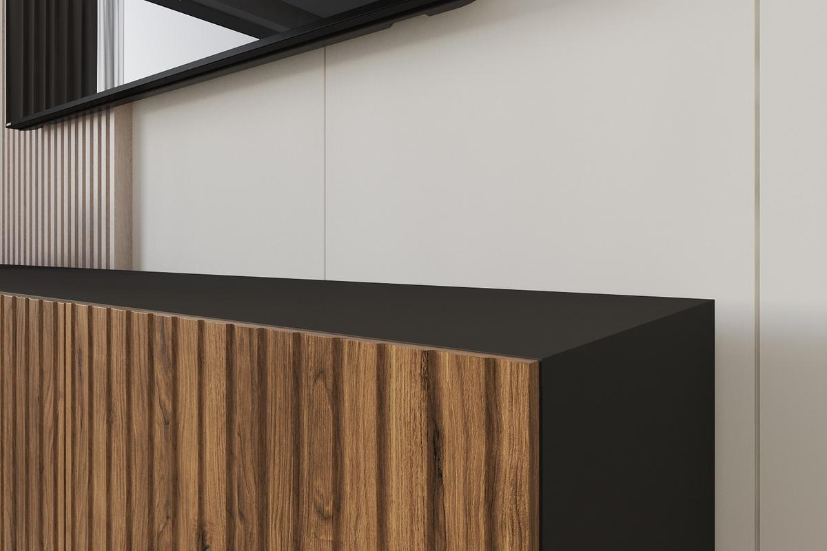 LOWBOARD KITO-W 2x100x40x40 cm - Schwarz / Katania - Eiche Wotan/Schwarz, Holzwerkstoff (200/40/40cm) - ALTDECOR