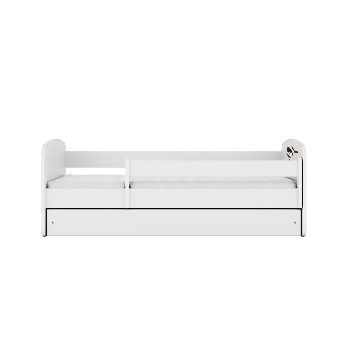 KINDERBETT mit Schublade Mädchen in Schwarz und Matratze 180/80 - Weiß, Holzwerkstoff (80/180cm) - RAUMHIRSCH FURNITURE