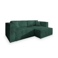ECKSOFA NERIO P Grün Kordstoff mit Schlaffunktion - Grau/Grün, Holz/Kunststoff (245/148cm) - MASSENO