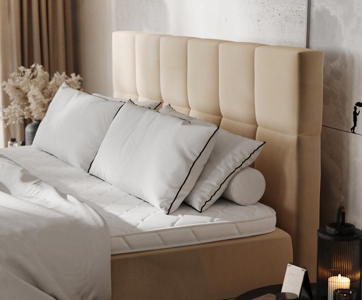 BOXBETT Savio 160/200 cm Beige im Kronos Stoff - Beige/Schwarz, Holz/Holzwerkstoff (160/200cm) - AltaBeds