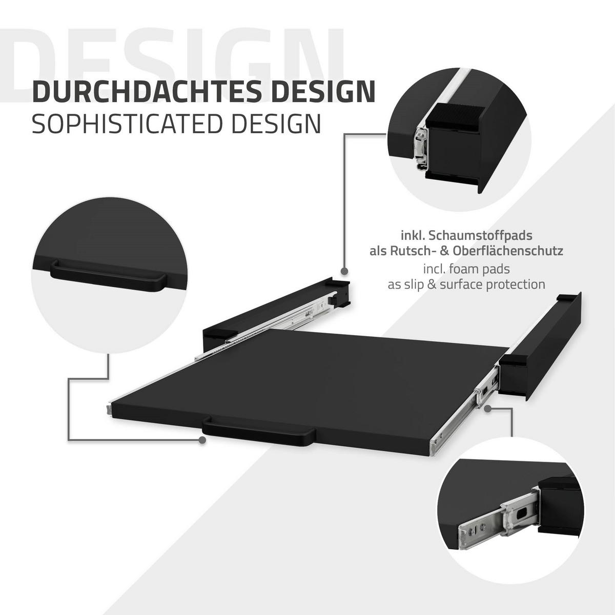 ZWISCHENBAURAHMEN für Trockner und Waschmaschine Verbindungsrahmen mit Ausziehplatte aus Stahl 60x60 cm Schwarz - Schwarz, Metall (60/7.5/60cm) - ML-DESIGN