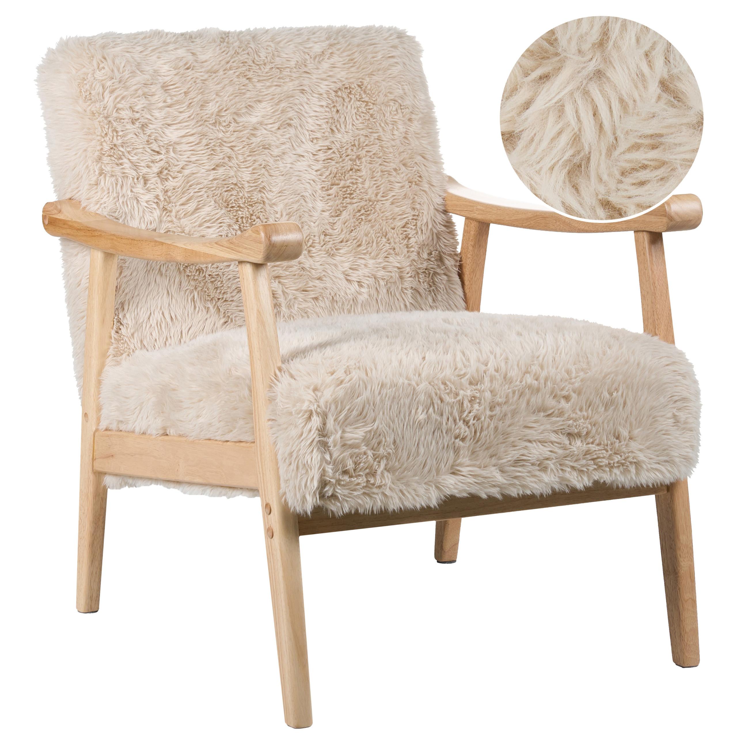 SESSEL Hellbeige Leknes - Beige/Braun, Kunststoff (66/79/74cm) - Beliani