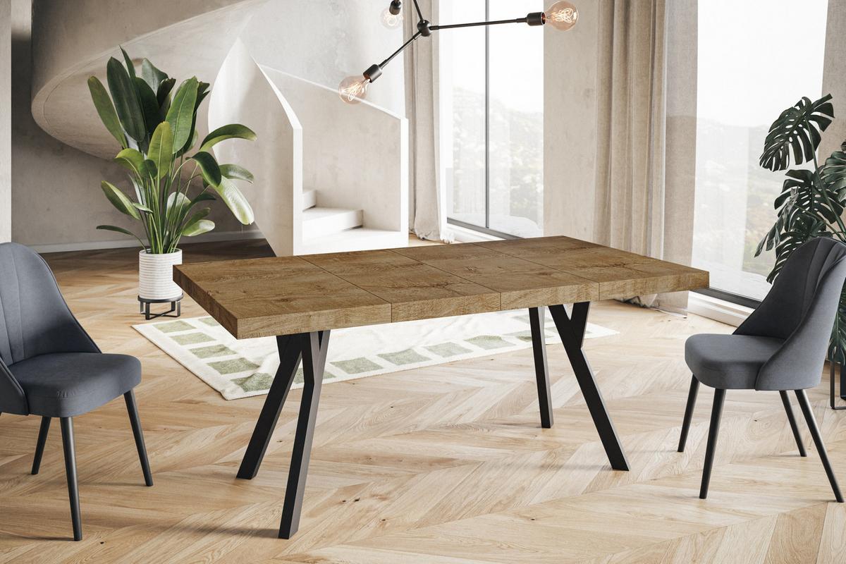 QUADRATISCHER Esstisch ausziehbar – Moderner Wohnzimmertisch und Küchentisch – Tisch mit Holzbeinen, Durchmesser 110 cm - 210 cm - Farbe Lefkas - Dunkelbraun/Schwarz, Holzwerkstoff (110/110/77cm) - Alpi-Möbel