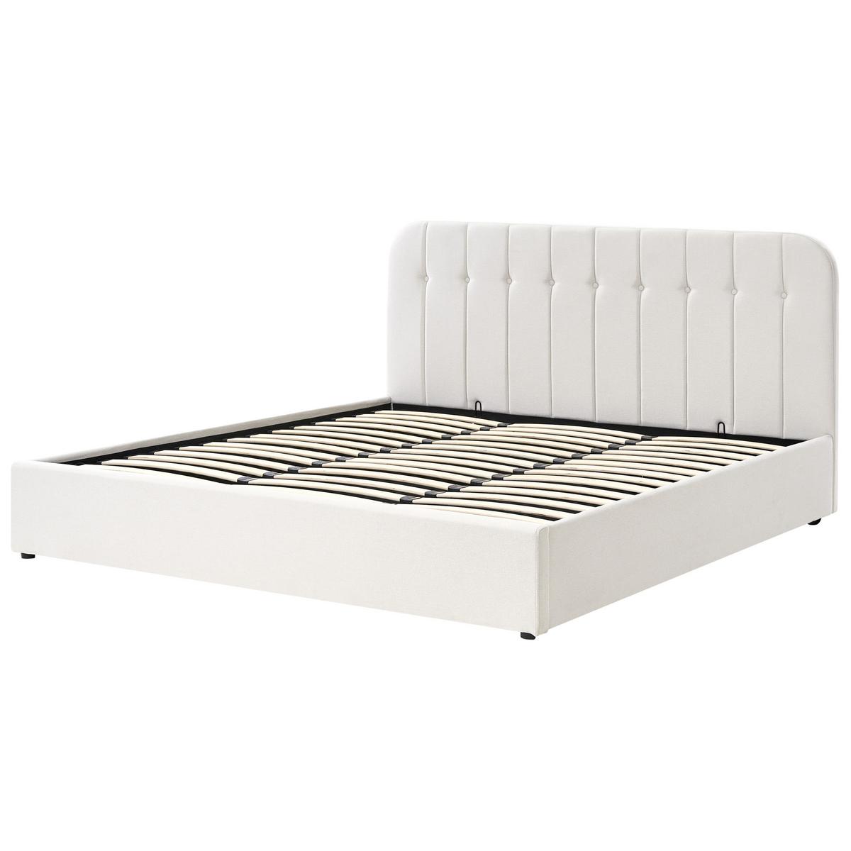 BETT mit Stauraum 180/200 cm Stoff Cremeweiß Challans - Creme, Textil (180/200cm) - Beliani