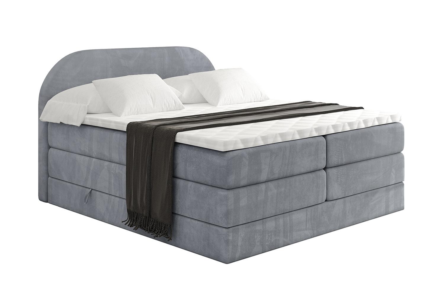 BOXSPRINGBETT mit Matratze und Lattenrost - NOX KING-180x200 - Grau Casablanca - Grau, Holzwerkstoff (180/200cm) - ALTDECOR