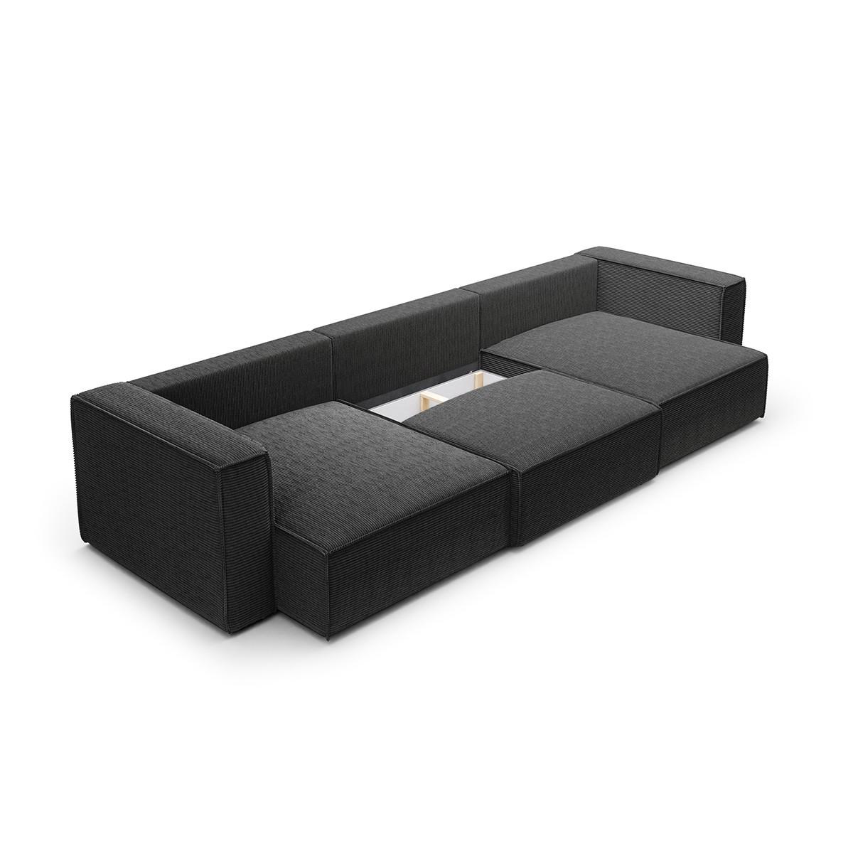 PANORAMASOFA Jimmy 5 Sitzplätze Schwarz - Schwarz, Holz (348/77/148cm) - Petits-meubles