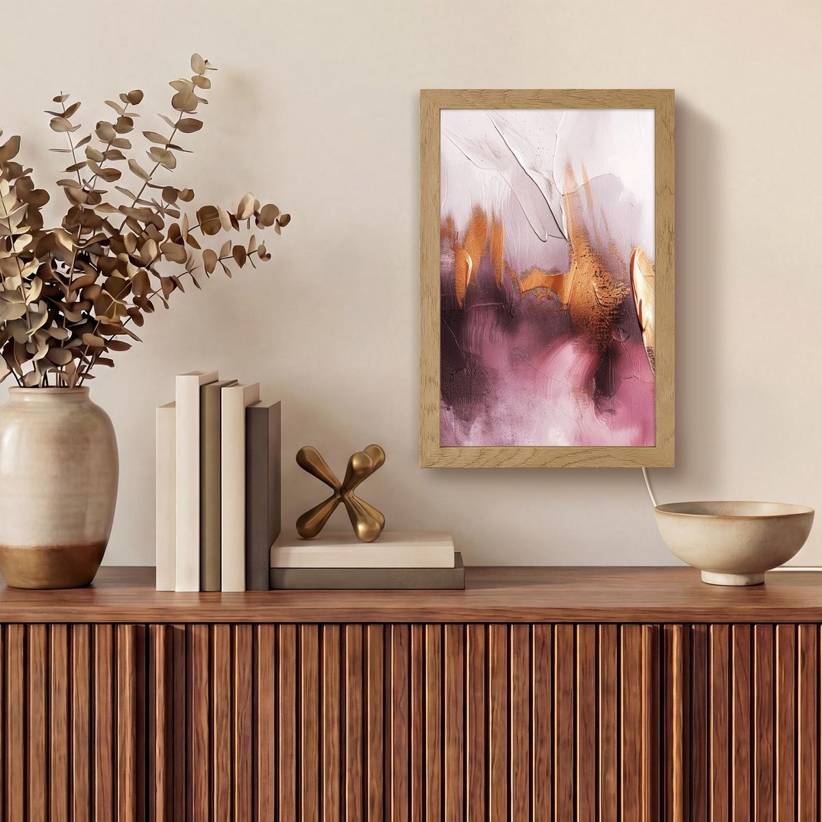 WANDLEUCHTE Lila - Abstrakt - Farbe - Gold 20x30 cm - Mauve, Holzwerkstoff (20/30/8cm) - OnlyWow
