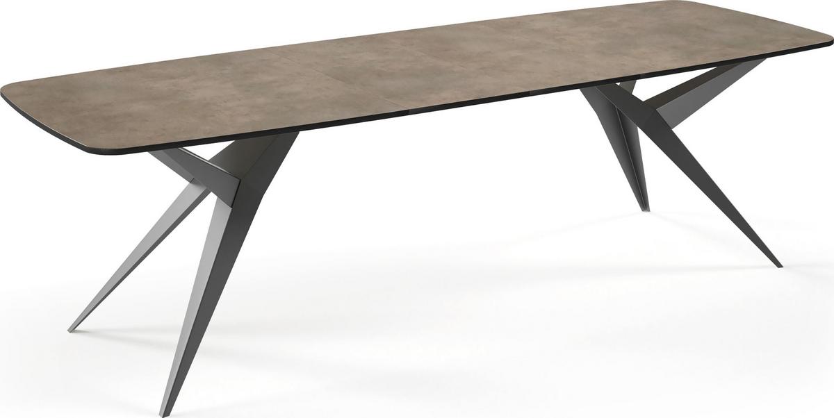 ESSTISCH Trax ausziehbar rechteckig oval, Beton-Optik Dunkelgrau 160-240/90/76 - Dunkelgrau/Schwarz, Holzwerkstoff/Metall (160/90/76cm) - WFL GROUP