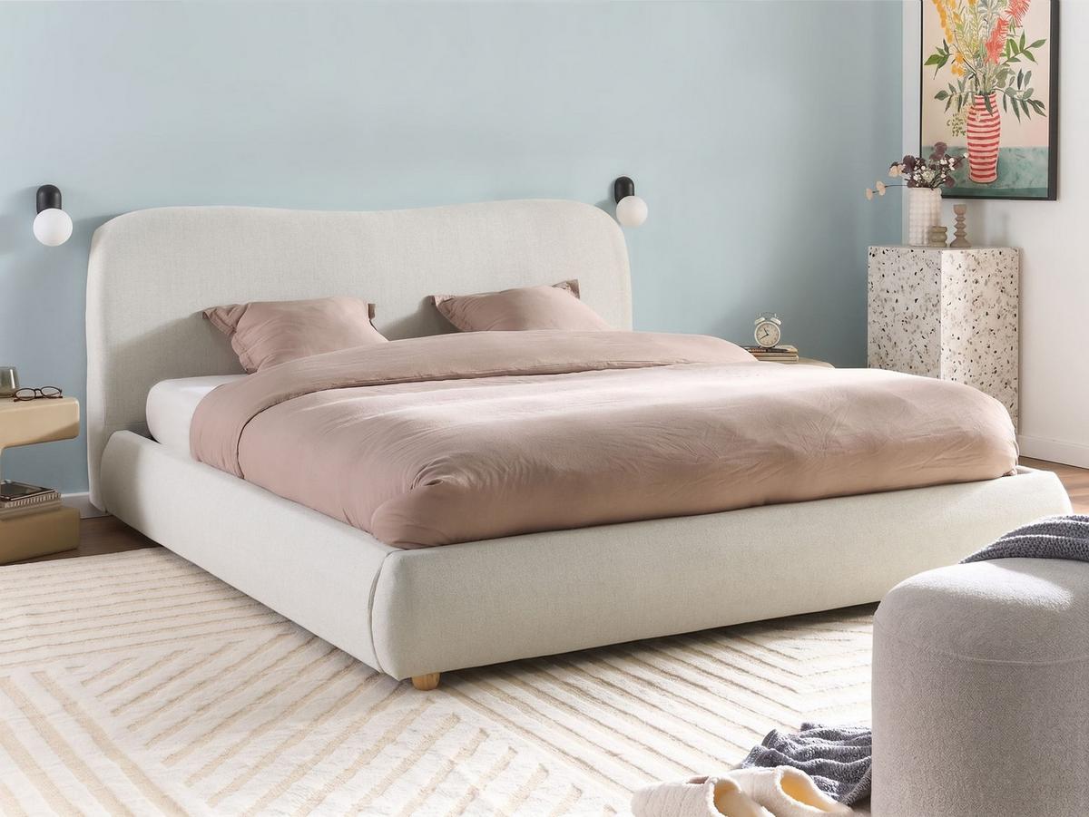 BETT mit Stauraum 180/200 cm Stoff Cremeweiß Blagnac - Creme, Textil (180/200cm) - Beliani