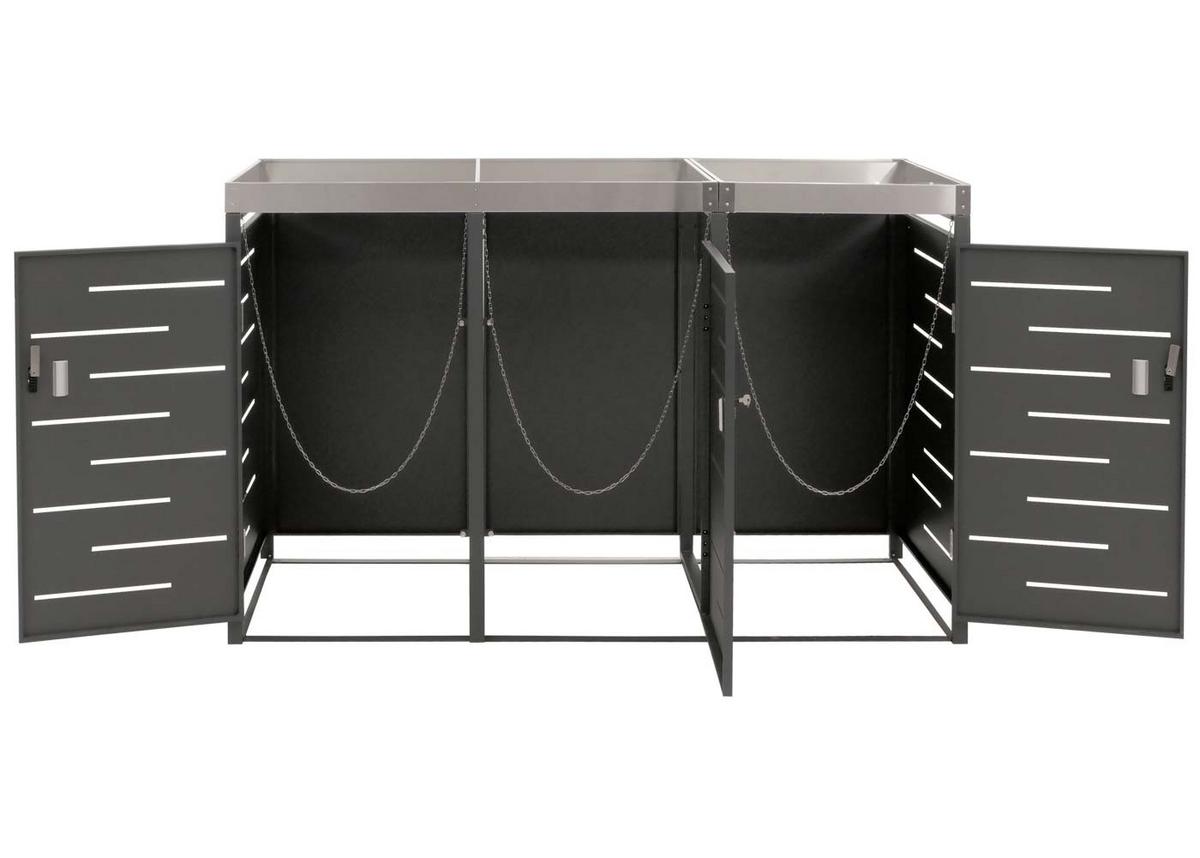 3ER-MÜLLTONNENVERKLEIDUNG Anthrazit - Anthrazit, Metall (198/125/84cm) - MCW