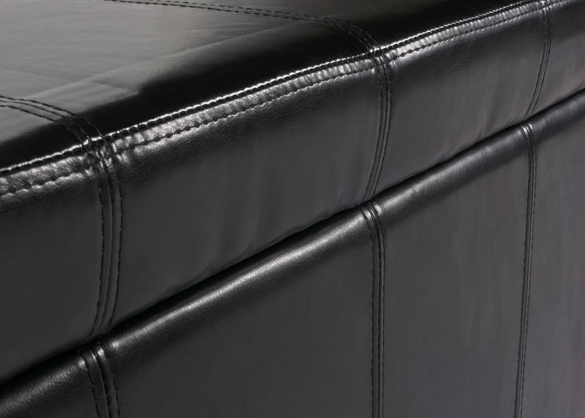 SITZBANK MIT AUFBEWAHRUNG Schwarz - Schwarz, Leder (112/45/45cm) - MCW