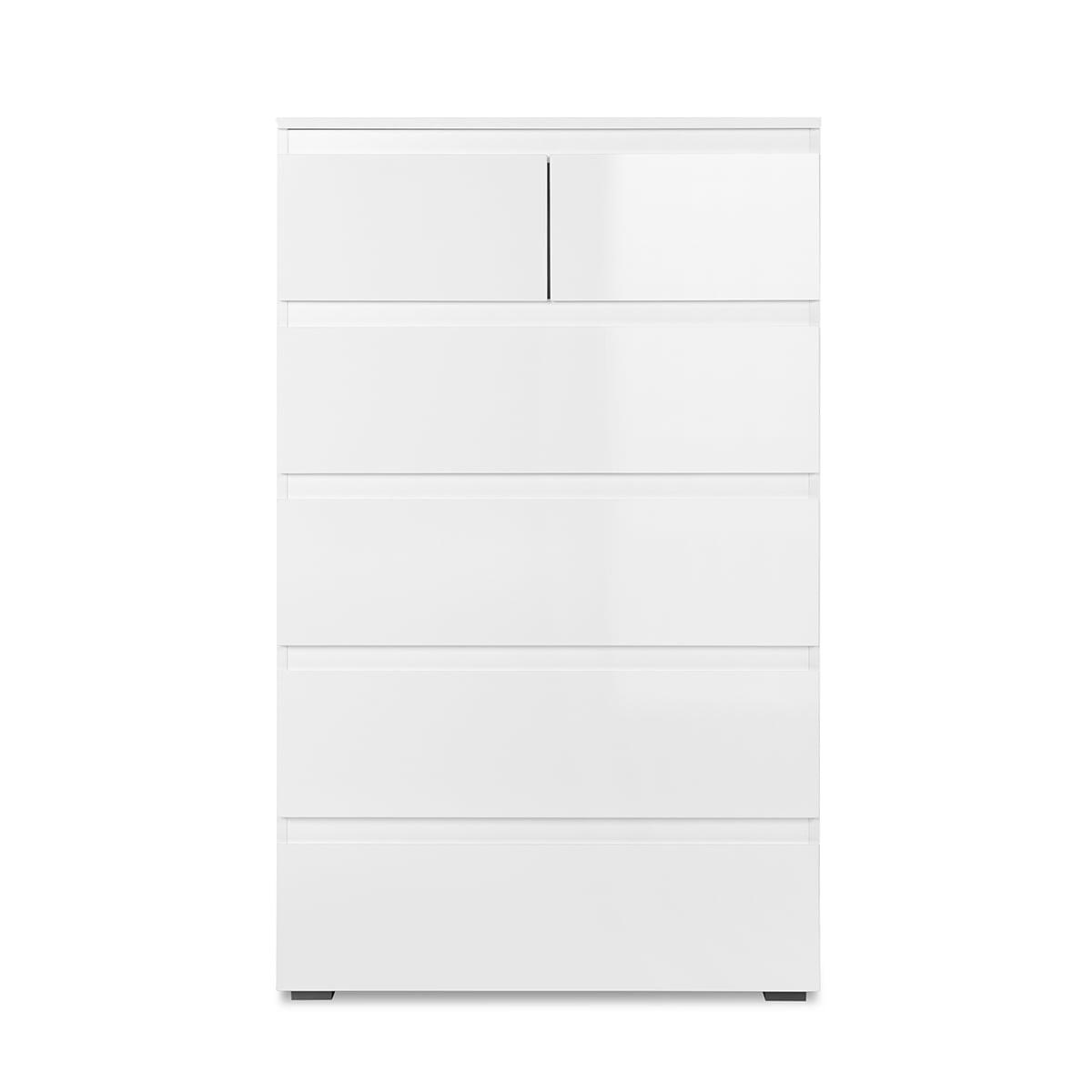 KOMMODE mit 6 Schubladen L80 x H131cm - Pretoria - Weiß, Holzwerkstoff (40/131.5/9.5cm) - Calicosy
