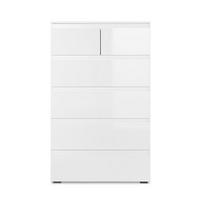 KOMMODE mit 6 Schubladen L80 x H131cm - Pretoria - Weiß, Holzwerkstoff (40/131.5/9.5cm) - Calicosy