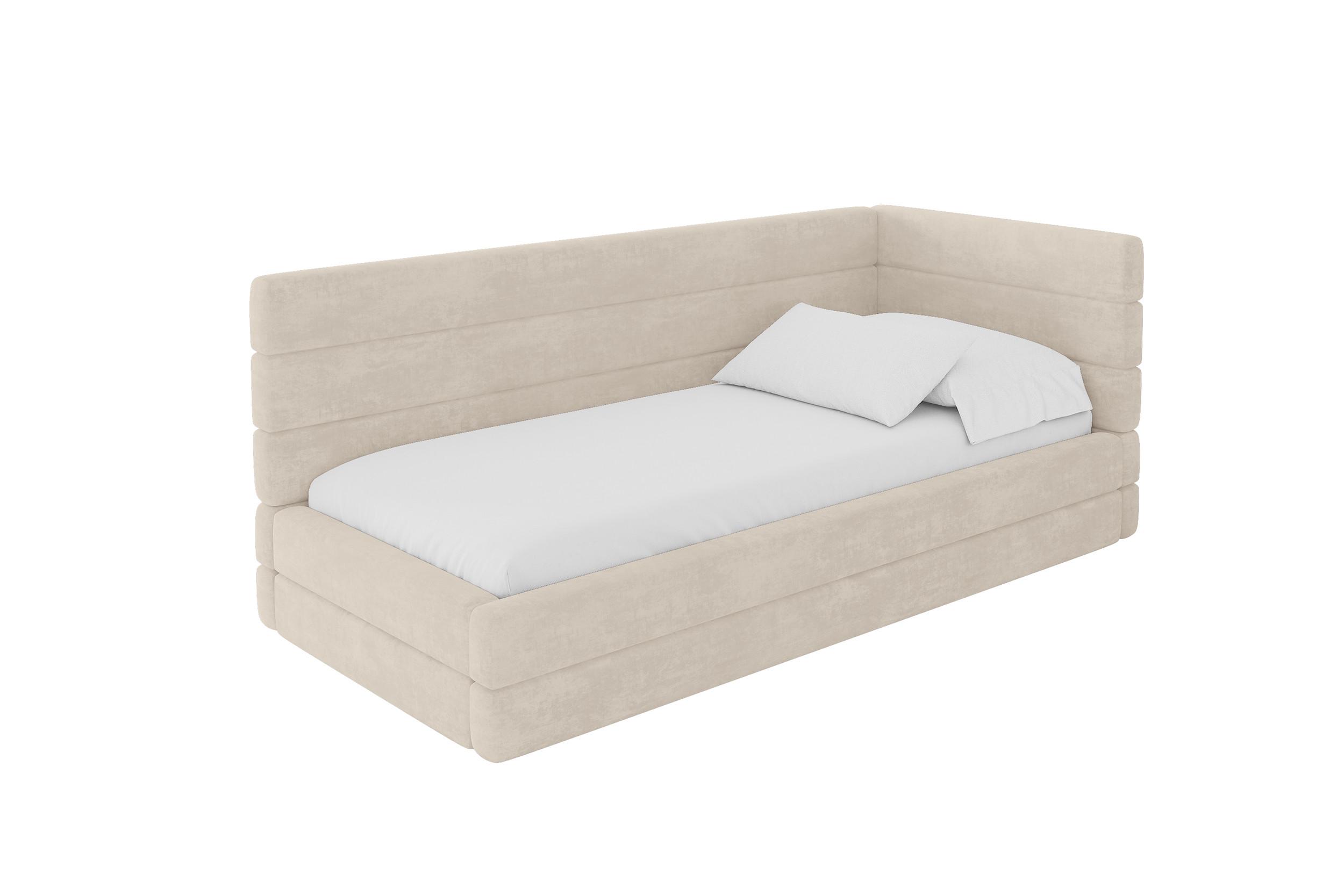 EINZELLBETT Jugendbett mit Bettkasten, Links - BEMY 100x200 Beige - Beige, Holzwerkstoff/Textil (100/200cm) - ALTDECOR