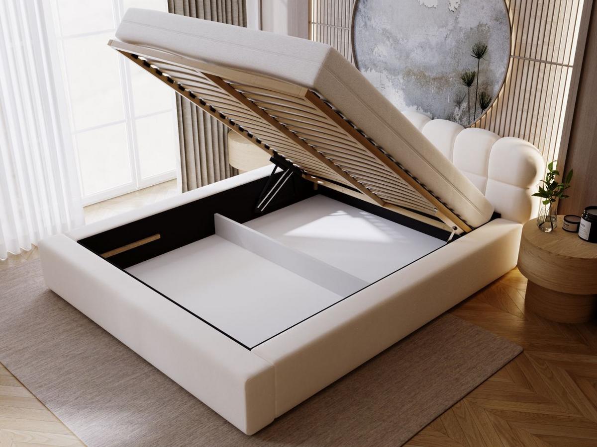 POLSTERBETT Plaza 180x200 Creme - Creme/Naturfarben, Holz/Kunststoff (180/200cm) - Graingold