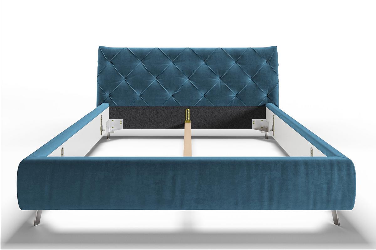 POLSTERBETT ANNY Petrol Velvet - Petrol, Textil (180/200cm) - KAWOLA