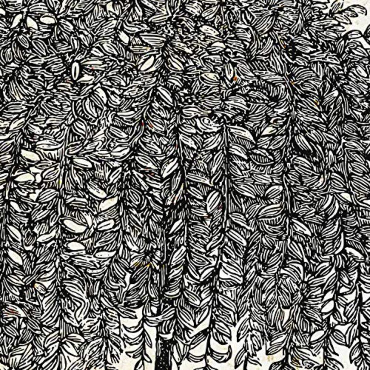 POSTER Set mit 4 Blättern der Bäume Weiden Altpapierhintergrund 20x20cm Schwarzer Rahmen - Schwarz, Papier (20/3cm) - Nacnic