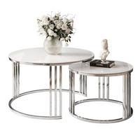 COUCHTISCH 2 in 1 LORI GLASS verchromt silber - Silberfarben/Weiß, Glas (70/70/48cm) - Lookway