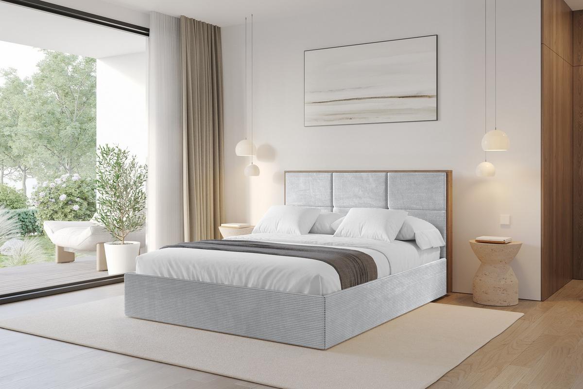 POLSTERBETT mit Bettkasten und Lattenrost, Bett mit Matratze H3/H4 - LILA 140x200 Grau - Alufarben, Holzwerkstoff/Textil (140/200cm) - ALTDECOR