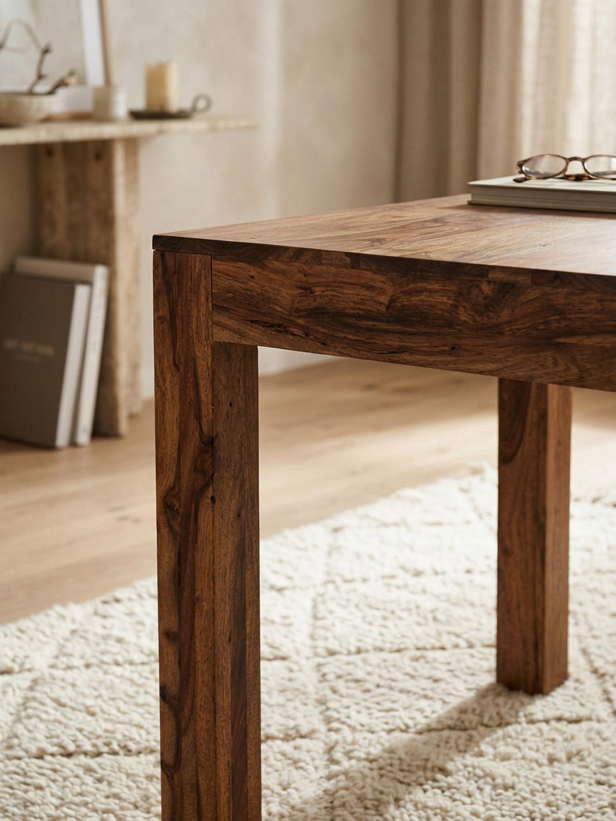 ESSTISCH Massivholz Akazie Rechteckig Handgefertigt NAKO, Braun 80x80x76 cm - Dunkelbraun/Braun, Holz (80/80/76cm) - KADIMA DESIGN
