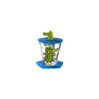KINDERBECHERSET Bambini Krokodil 215 ml - Blau/Grün, Glas (0.215L) - Leonardo Living