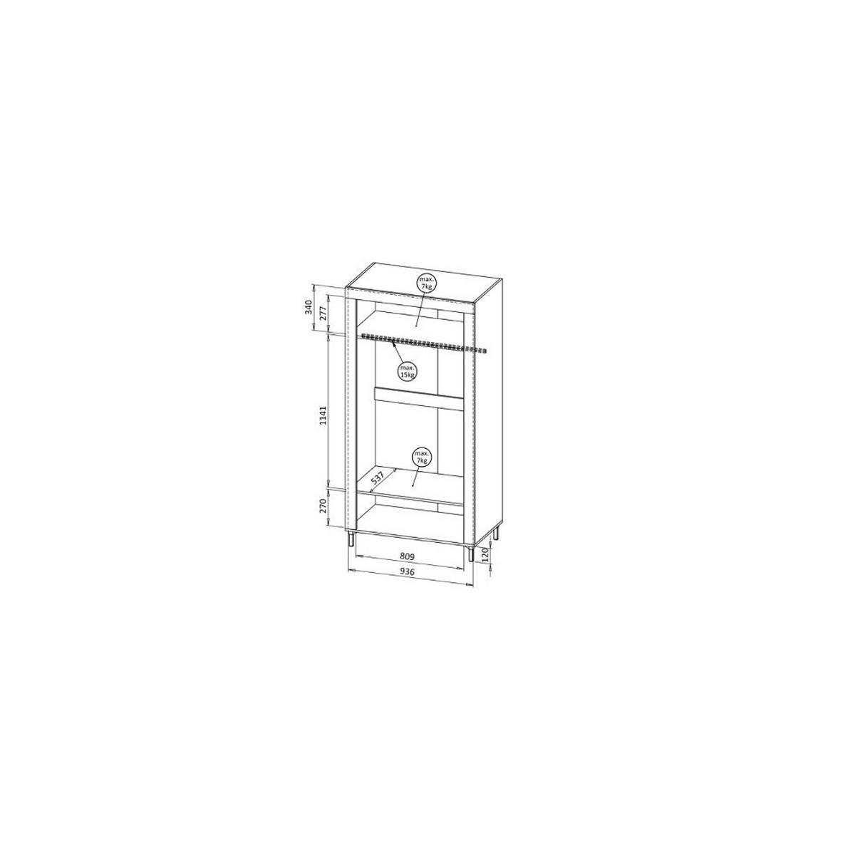 DREHTÜRENSCHRANK ZELOS 96,9/193,6/56cm 2-türig Schwarz - Schwarz, Holzwerkstoff (96.9/193.6/56cm) - MASSENO