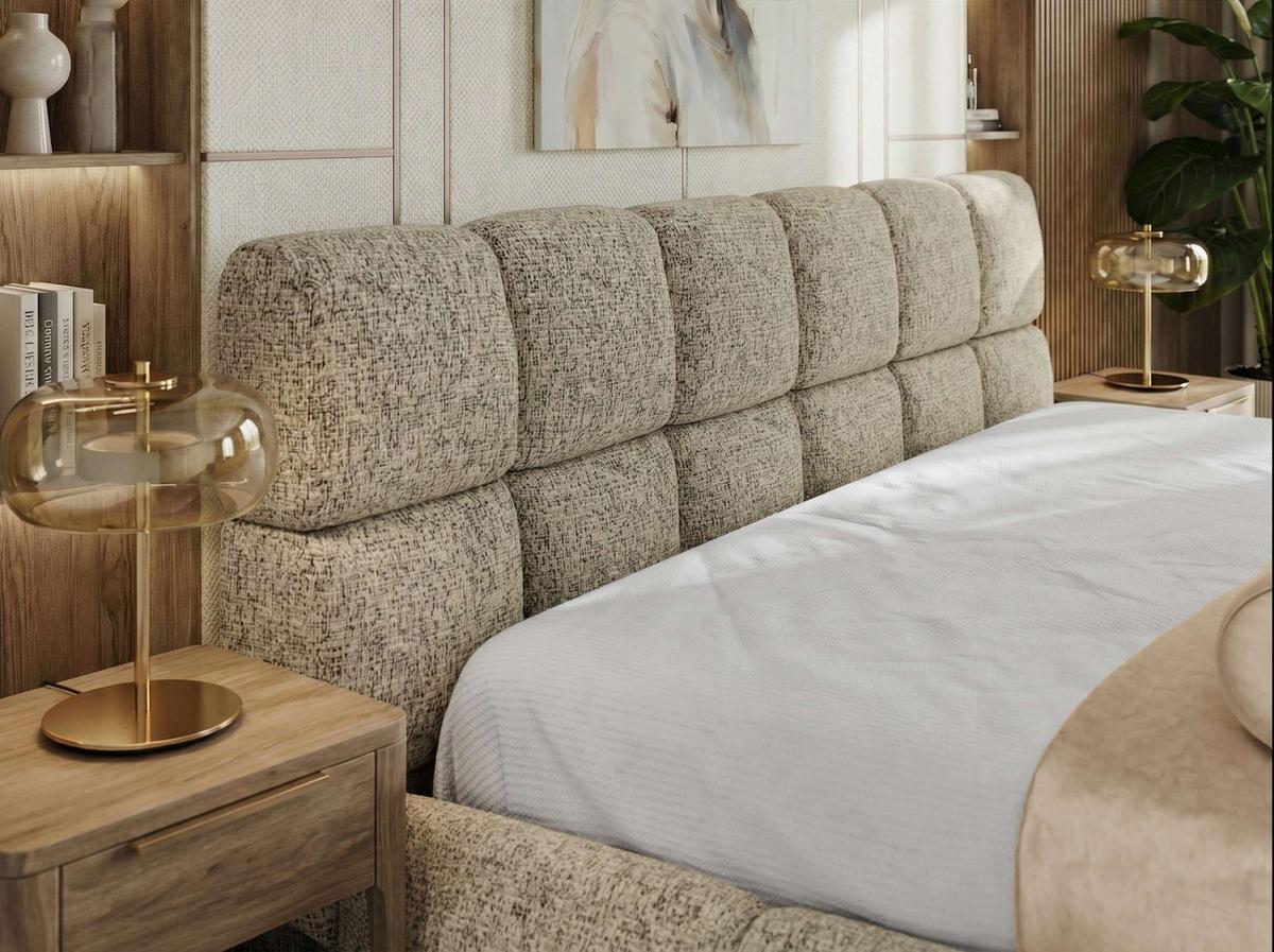 POLSTERBETT NIRA CLASSIC 140/200 - Dunkelbeige Strukture - Multipocket-Matratze - Taupe, Textil (140/200cm) - MKS