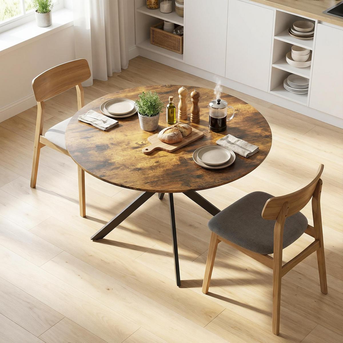 ESSTISCH rund Braun 120/120/75 cm - Braun, Metall (120/120/75cm) - HOMCOM