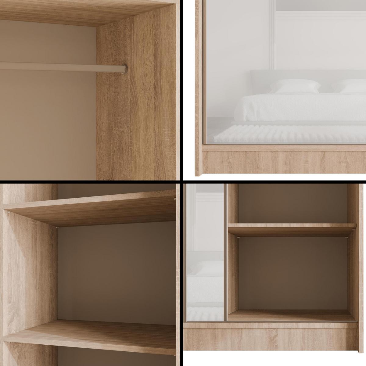 KLEIDERSCHRANK PEKA - 200 cm - Sonoma Eiche|Weiß - Weiß/Sonoma Eiche, Holzwerkstoff (200/215/61cm) - ALTDECOR