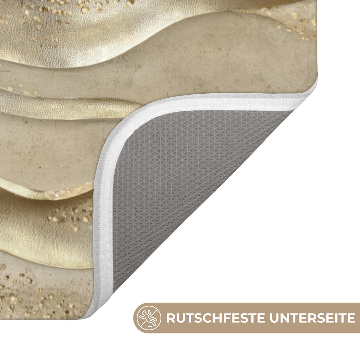 BADEMATTE Wellen - Muster - Gold 60x120 cm - Messingfarben, Textil (60/120cm) - OnlyWow