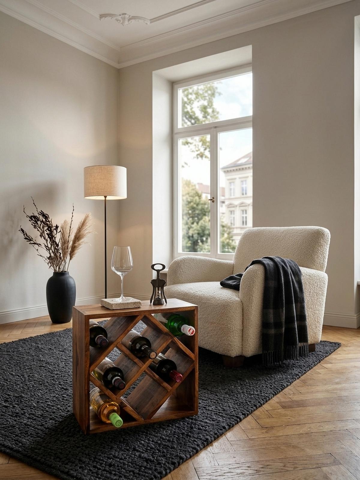 WEINREGAL Massivholz für 8 Flaschen platzsparend - Braun, Holz (40/40/25cm) - KADIMA DESIGN
