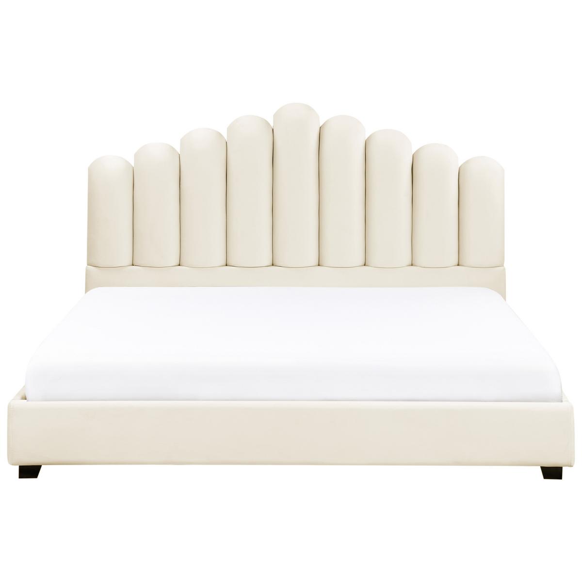 BETT mit Lattenrost 180/200 cm Cremeweiß Vincennes - Schwarz/Weiß, Textil (180/200cm) - Beliani