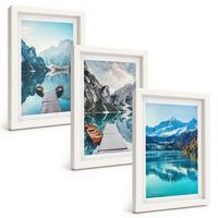 BILDER SET 3er Set - 20x30 cm Weißer Rahmen - Spiegelung der Boote auf Bergseen - Weiß, Kunststoff (20/30cm) - TULUP