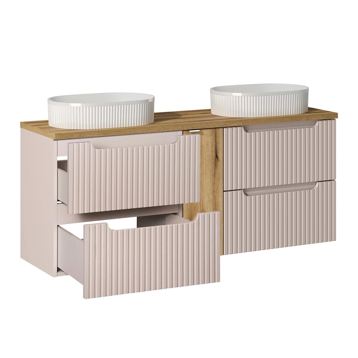 DOPPELWASCHTISCH 140.4cm Riva Kaschmir - Beige, Holzwerkstoff (140.4/59/40cm) - Petits-meubles