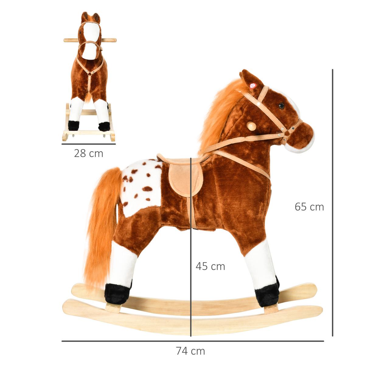 SCHAUKELPFERD Kinder Wiehern Schaukeltier Schaukelspielzeug Braun - Braun, Holz (28/65/74cm) - HOMCOM