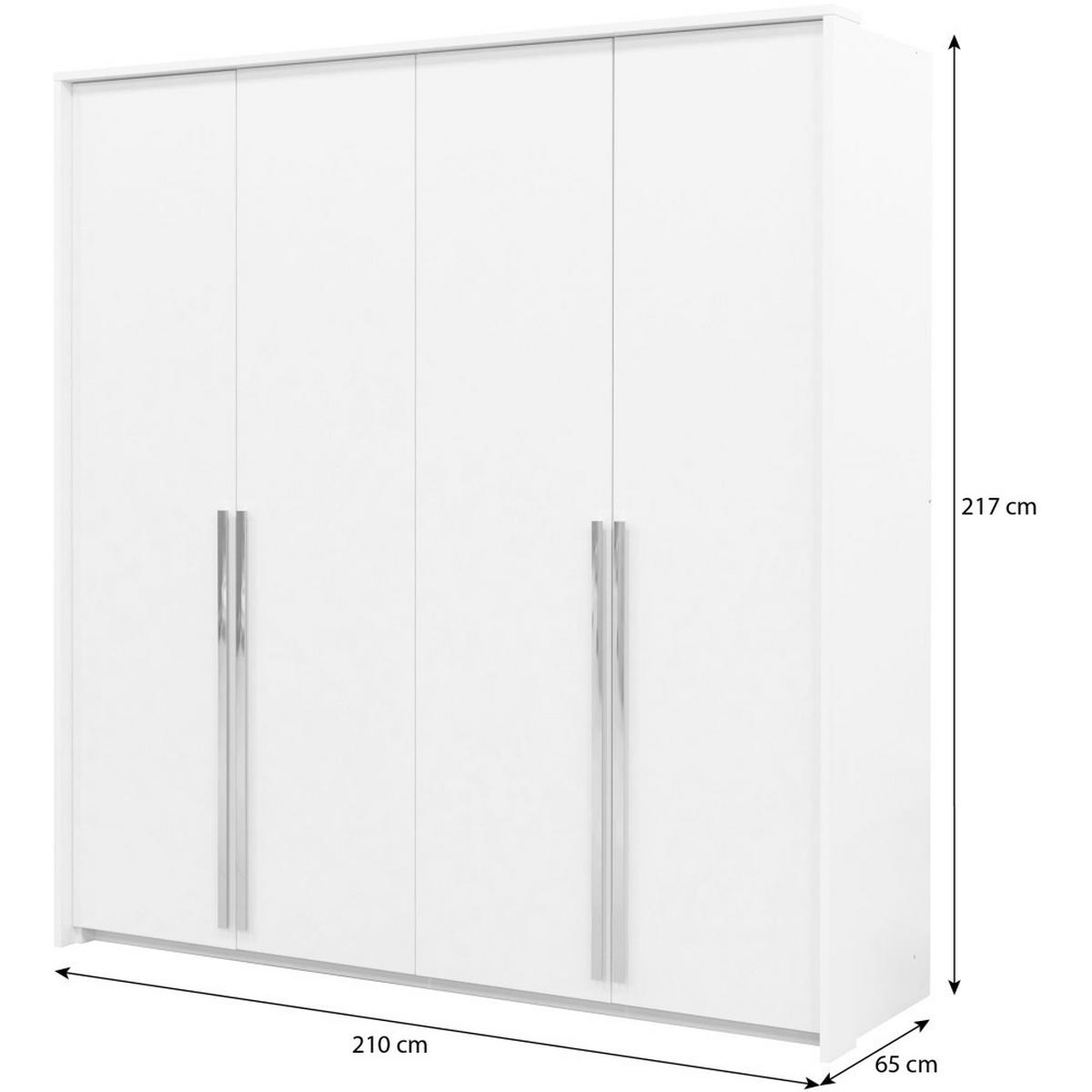 DREHTÜRENSCHRANK Giana mit 4 Türen, 210 cm, Weiß - Weiß, Holzwerkstoff (210/215/64.5cm) - Beautysofa