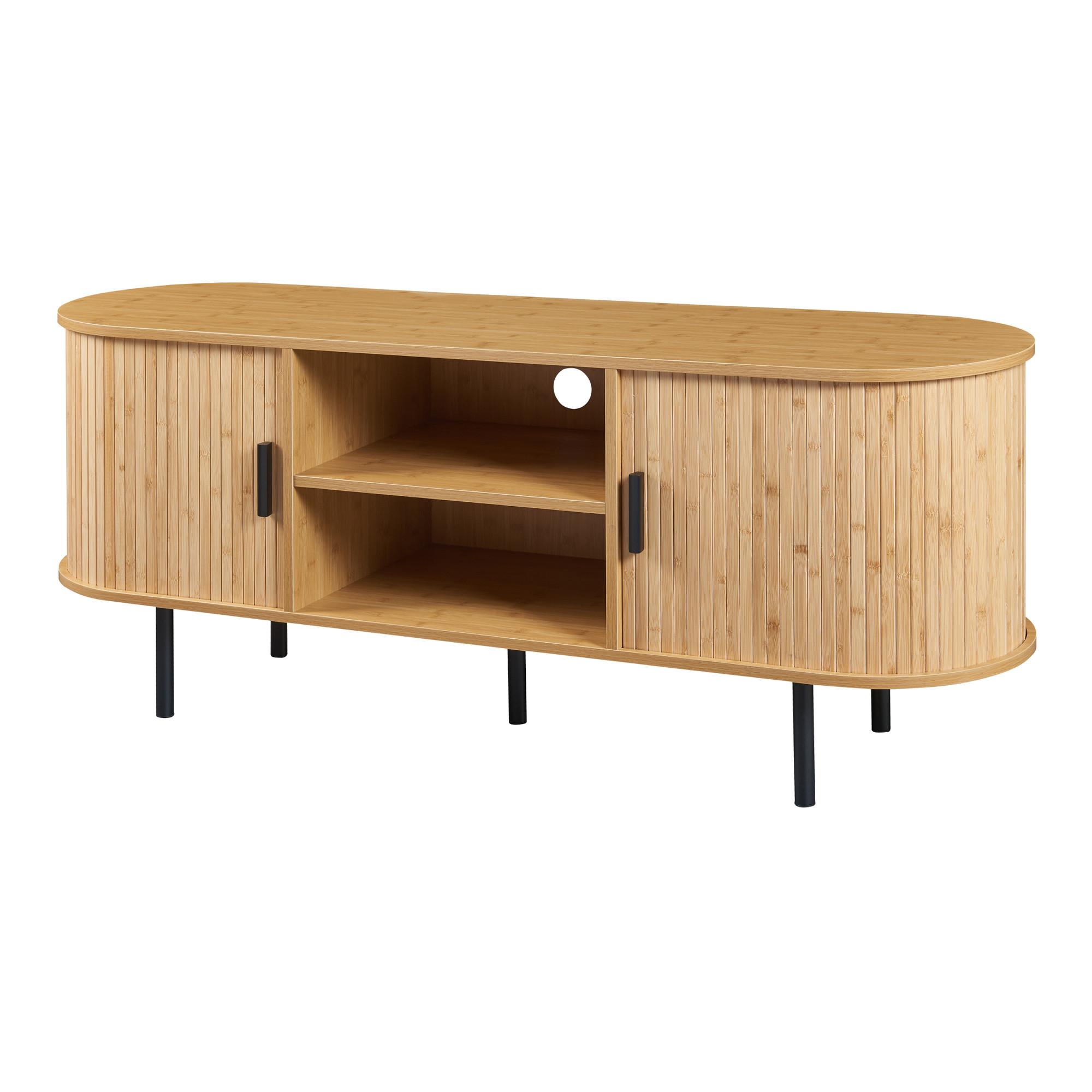 TV-ELEMENT Tvedestrand - Schwarz/Naturfarben, Holzwerkstoff/Metall (140/55/40cm) - [en.casa]