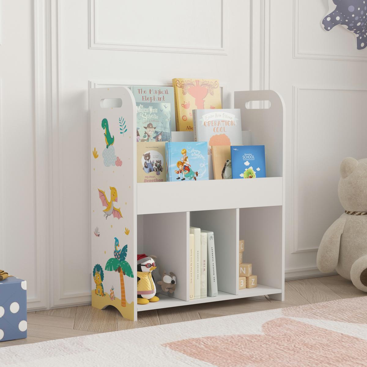 KINDERREGAL Røyrvik - Gelb/Weiß, Holzwerkstoff (62/75/29cm) - [en.casa]