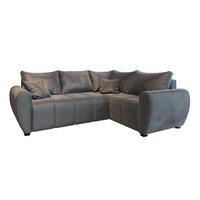 ECKSOFA MADISON L R-S Grau Plüsch-Stoff mit Schlaffunktion - Schwarz/Grau, Holz/Kunststoff (235/175cm) - MASSENO