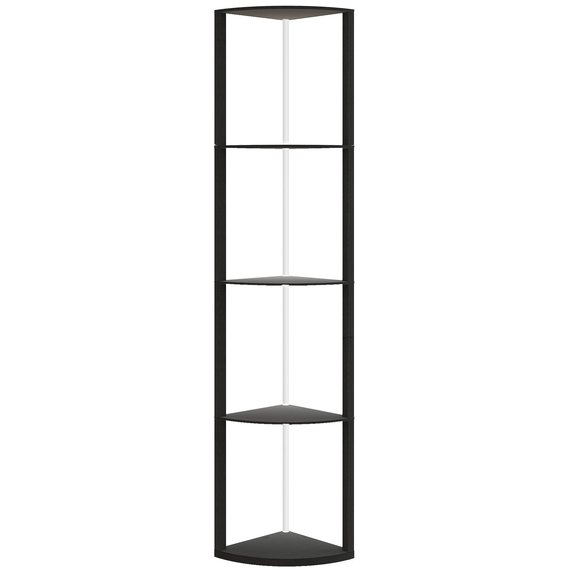 LED Stehlampe 5-stufige dimmbar Stehleuchte mit Regal, RGB Farbwechsel - Schwarz, Holzwerkstoff (42/29.5/163cm) - HOMCOM